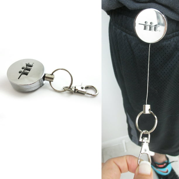 tainless Silver Pull Ring Retractable Key Chain Recoil Keyring Heavy Duty Steel